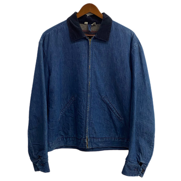 【曜日割引対象外】 ヴィンテージ vintage 50's~60's デニムカバーオール 襟コーデュロイ TALON zip ジャケット ブルー 42サイズ 201MT-3576 VB
