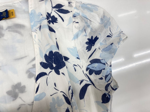 ラルフローレン RalphLauren ポロ POLO 現行タグ フローラル ラッフルトリム ラップ ミディ ドレス ラップワンピース 巻きワンピース ラップシルエット ラッフルトリム 花柄 フリル リボン WHITE 白 ワンピース 花・植物 ホワイト SIZE2 104LT-190