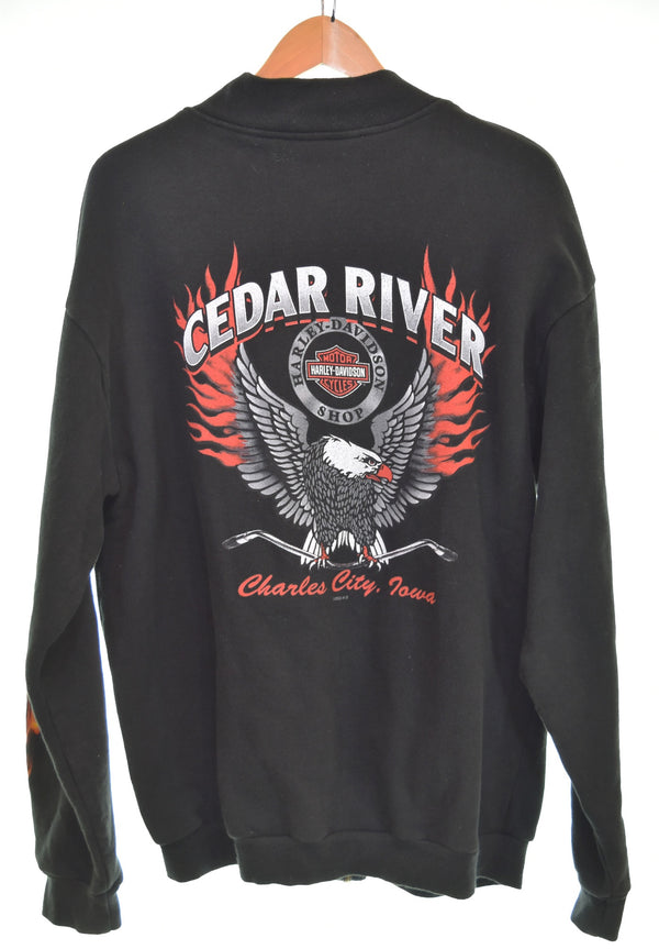 ハーレーダビッドソン HARLEY DAVIDSON  fade flame pattern zip ジップパーカー フレイム 炎 ファイヤー  ジャケット ブラック 103MT-3315