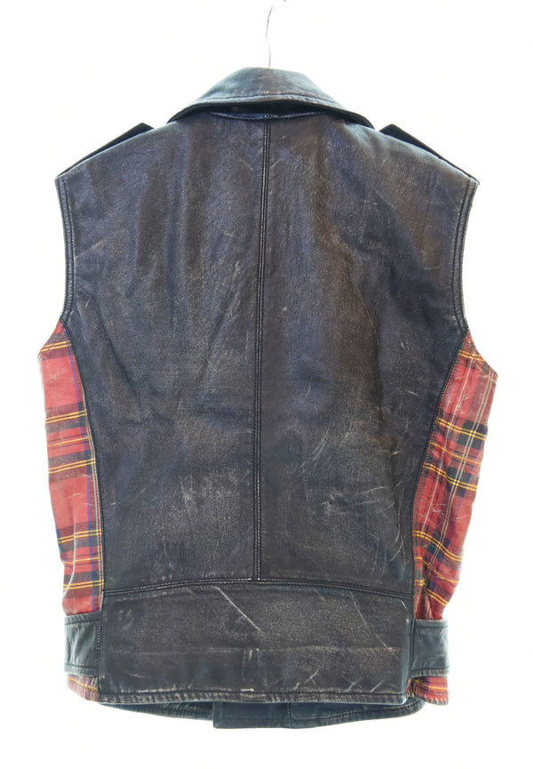 ラルフローレン RalphLauren Denim & Supply デニム アンド サプライ USED加工オールレザー ライダース バイカー ベスト 赤 7282544MCVT ベスト レッド Mサイズ 103MT-1706