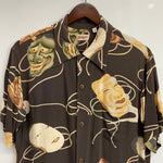 【曜日割引対象外】 サンサーフ SUN SURF Noh Mask 能面 アロハシャツ SS31609 半袖シャツ ブラウン Mサイズ 201MT-3826 VB