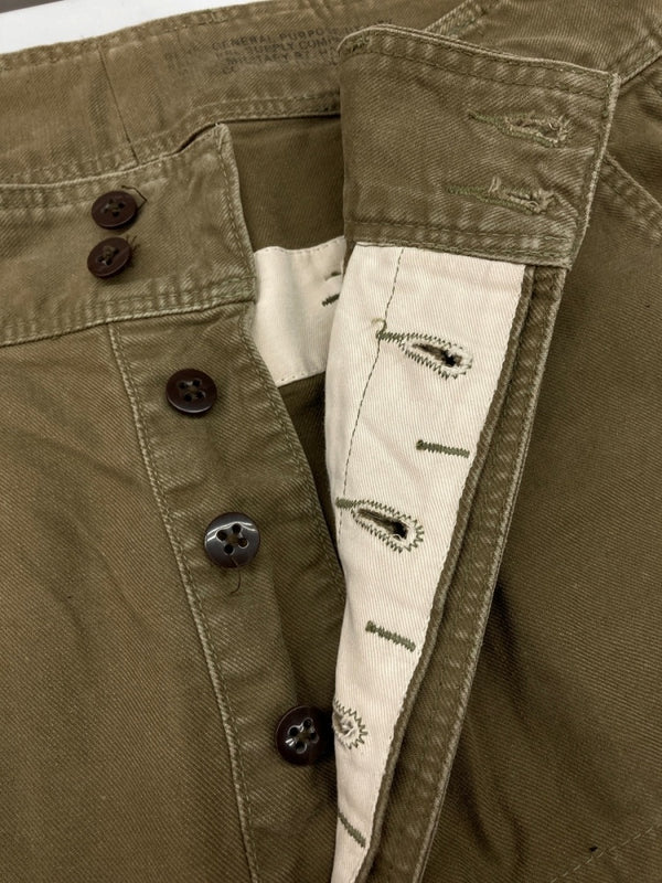 ダブルアールエル RRL WORK PANTS ワーク パンツ カーゴ ボタンフライ ズボン Ralph Lauren 緑 無地 ボトムスその他 カーキ サイズ 32/32 104MB-378