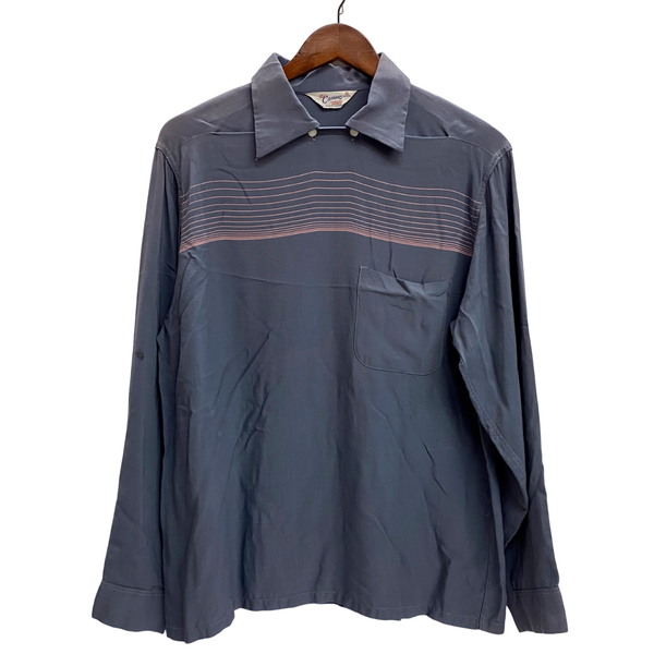 【曜日割引対象外】 ヴィンテージ vintage 50's Cassino ピーターパンシャツ 長袖シャツ ブルー Mサイズ 201MT-4642 VB