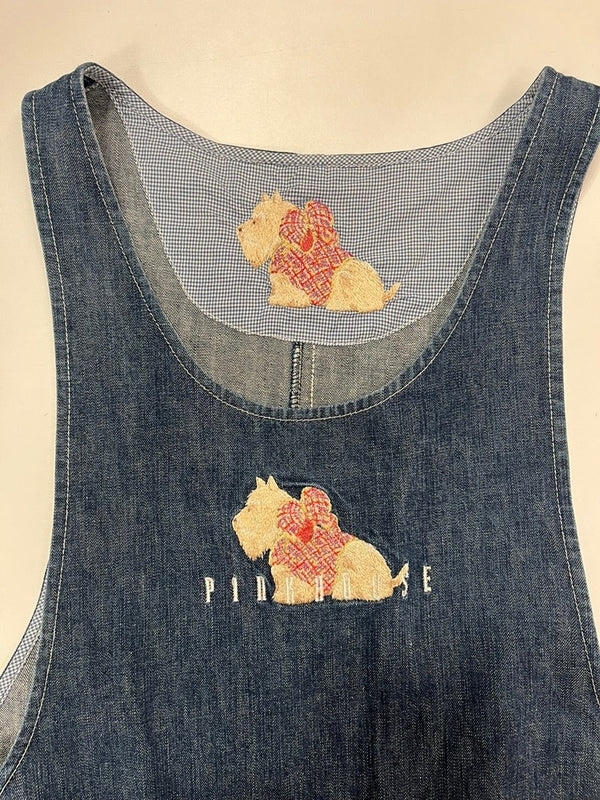 ピンクハウス PINK HOUSE デニムワンピース オーバーオール エプロンワンピース 刺繍 犬 青 P017TFA30 ワンピース ブルー 101LT-173