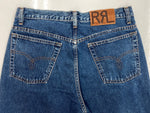 ダブルアールエル RRL DENIM PANTS デニム パンツ ボタンフライ ジーパン ジーンズ USA製 Ralph Lauren インディゴ 青 ロゴ 36-4609955WXS デニム ブルー サイズ 32 104MB-217