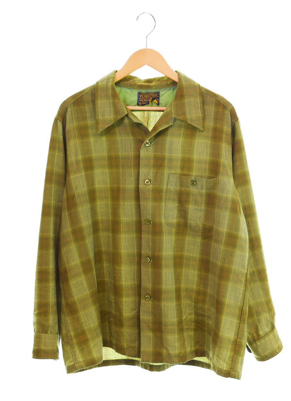 ペンドルトン PENDLETON 60s 60's SIR PENDLETON WOOL SHIRT オンブレチェック柄 オープンカラーウールシャツ 長袖シャツ グリーン LLサイズ 103MT-2423