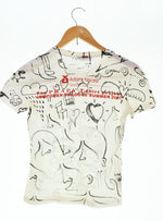 プラダ PRADA 2007ss Adam Neate アダムニートアーカイブ archive 総柄 プリント 半袖Tシャツ 白 Tシャツ ホワイト Lサイズ 103MT-2646