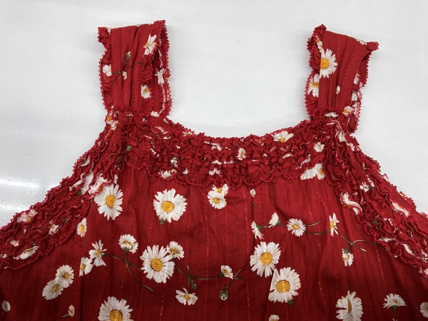 ピンクハウス PINKHOUSE ひなぎく プリント キャミソール ノースリーブ ロング丈 DRESS ドレス リボン ピコフリル ティアード コットン 綿 RED 赤 A2133FAY064 ワンピース 花・植物 レッド 104LT-242