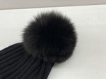 モンクレール MONCLER KNIT CAP ニット帽 ビーニー ファー付 キッズ ベビー 黒 C2-093-00219-00-03510 帽子 レディース帽子 ニット帽 ロゴ ブラック フリーサイズ 104H-25