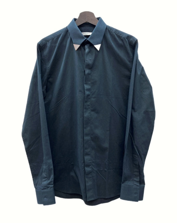 ジバンシィ GIVENCHY 16AW L/S METAL DETAIL COTTON SHIRT メタル ディテール コットン シャツ 長袖 紺 16F 6202 361 サイズ 38 長袖シャツ 無地 ネイビー 104MT-1026