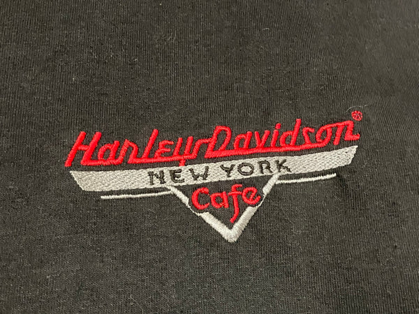 ハーレーダビッドソン Harley-Davidson cafe NEW YORK 90's 90年代 オフィシャル made in USA アメリカ製 vintage ヴィンテージ モーターサイクル バイク cv XL Tシャツ ブラック LLサイズ 101MT-3880