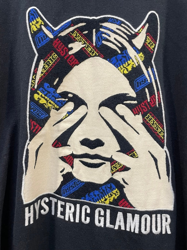 ヒステリックグラマー HYSTERIC GLAMOUR SEE NO EVIL刺繍 TEE 02243CT08 XL Tシャツ ブラック 601MT-4