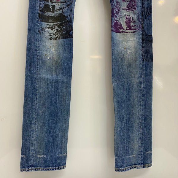 ヒステリックグラマー HYSTERIC GLAMOUR デストロイ オールモンスターズ スタッズ 5AP-0843 デニム ブルー 32サイズ 201MB-1014