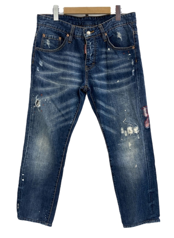 ディースクエアード DSQUARED2 ダメージ加工ジーンズ  デニム ブルー サイズ48 101MB-554