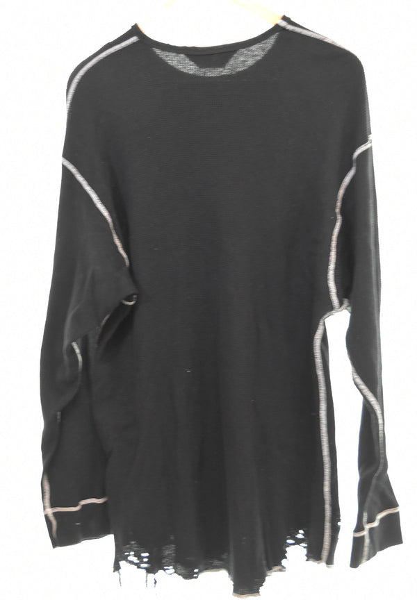 アンセルム ANCELLM DAMAGE WAFFLE CREW LS T-SHIRT長袖Tシャツ ANC-CT134 2 ロンT ブラック 103MT-3380