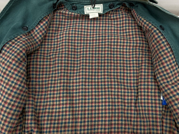 エルエルビーン L.L.Bean 80s HUNTING JACKET ハンティング ジャケット チェックネル ダック ボタン コート アウター USA製 緑 H147 ジャケット 無地 グリーン Sサイズ 104MT-1957