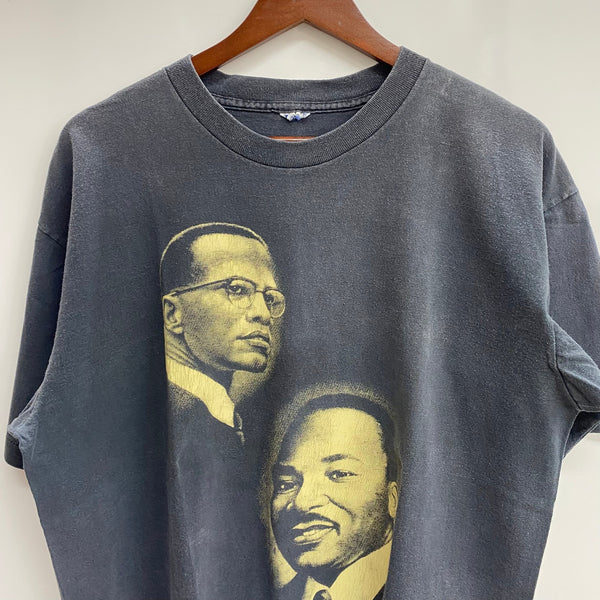 【曜日割引対象外】 ヴィンテージ vintage 90's Malcolm X Martin Luther king jr Tee Tシャツ ブラック 201MT-3973 VB