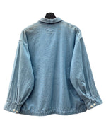 ラルフローレン RalphLauren POLO COUNTRY 80s 90s CHAMBRAY SWING-TOP JACKET シャンブレー スウィング トップ ジャケット ジップアップ 薄手 青 ジャケット 無地 ブルー Mサイズ 104MT-2049