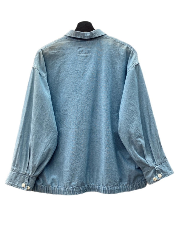 ラルフローレン RalphLauren POLO COUNTRY 80s 90s CHAMBRAY SWING-TOP JACKET シャンブレー スウィング トップ ジャケット ジップアップ 薄手 青 ジャケット 無地 ブルー Mサイズ 104MT-2049