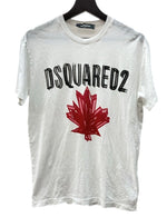 ディースクエアード DSQUARED2 21SS Maple Leaf T-Shirt Icon ロゴ メープル リーフ 半袖 カットソー クルーネック WHITE 白 S74GD0848 S23852 Tシャツ プリント ホワイト Sサイズ 104LT-158