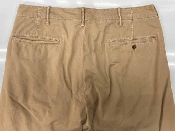 ダブルアールエル RRL OFFICER CHINO オフィサーズ チノ ボタンフライ フィールドチノ Ralph Lauren 薄茶 無地 チノパン ベージュ サイズ 33/32 104MB-381