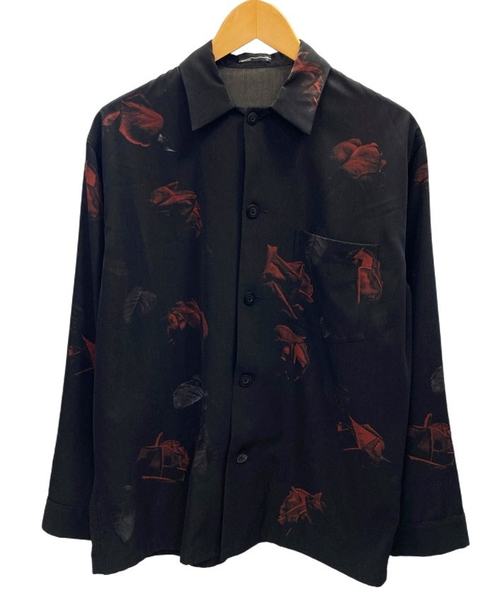 ラッドミュージシャン LAD MUSICIAN DECHINE FLOWER OPEN COLLAR SHIRT デシンフラワー オープンカラーシャツ  黒 18AW 2218-106 サイズ 42 長袖シャツ 総柄 ブラック 101MT-2435 | 古着通販のドンドンサガール