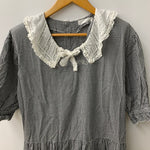 ピンクハウス PINK HOUSE ギンガムチェック柄 リボン レース 襟付き 半袖ワンピース ワンピース ブラック 201LT-430