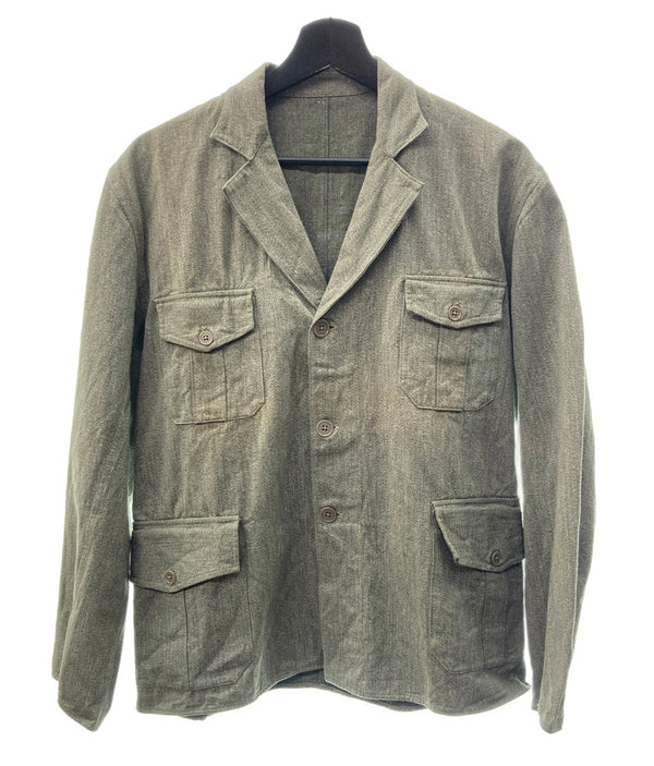 ヴィンテージ VINTAGE ITEM Green Chambray Lapeled Work Jacket グリーン シャンブレー ラペル ユーロワーク サファリジャケット 4ポケット サイズ表記なし ジャケット 無地 グリーン 104MT-275