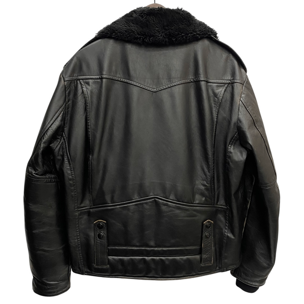 【曜日割引対象外】 ハーレーダビッドソン HARLEY-DAVIDSON 襟ボア ダブルライダース レザー ジャケット ブラック 38サイズ 201MT-4499 VB