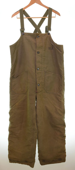 ミリタリー Military 40s US NAVY 米軍実物 N-1 デッキ パンツ USN 海軍 TALON ステンシル ジャングルクロス ウール NXsx65902 つなぎ・オーバーオール カーキ Mサイズ 103MB-454