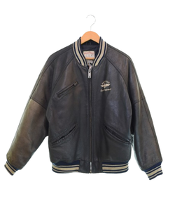 アヴィレックス AVIREX VARSITY LEATHER JACKET バーシティレザージャケット バックロゴ スタジャン ジャケット ブラック Sサイズ 103MT-3520