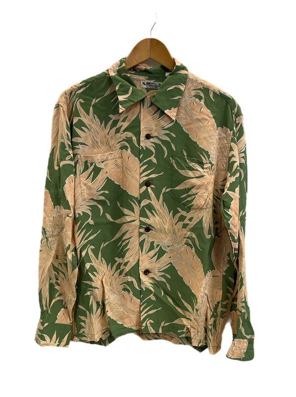 サンサーフ SUN SURF RAYON HAWAIIAN SHIRT “ISLAND PINEAPPLE” レーヨン アロハシャツ 緑 SS28785 長袖シャツ グリーン Lサイズ 101MT-4851