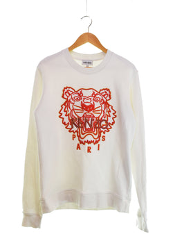 ケンゾー KENZO タイガーロゴ刺繍スウェット トラ刺繍 FC55SW120CMB スウェット ホワイト Sサイズ 103MT-3458