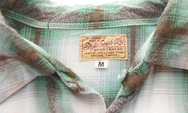 スタイルアイズ STYLEEYES レーヨン オンブレ チェックシャツ SE24785 長袖シャツ グリーン Mサイズ 103MT-3145