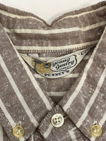 ヴィンテージ vintage 50's～60's 50年代 60年代 PENNEY’S ペニーズ ストライプシャツ ネップ ボタンダウン B.D. SHIRT 半袖シャツ ベージュ Lサイズ 101MT-4127