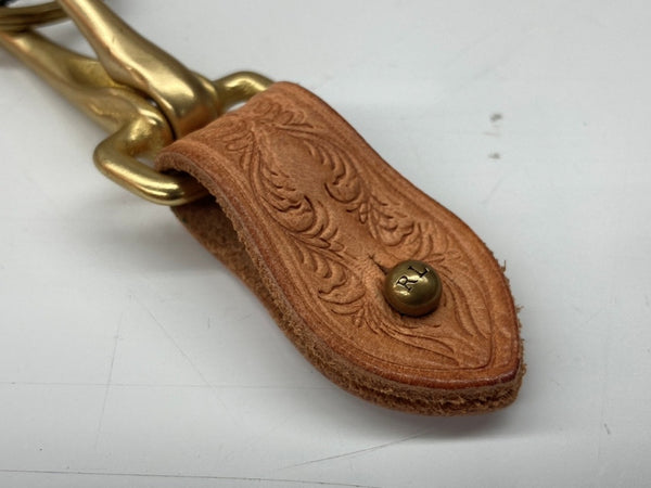 ダブルアールエル RRL LEATHER KEY CHAIN レザー キー チェーン キーリング キーホルダー Ralph Lauren ラルフローレン 茶 金 メンズジュエリー ウォレットチェーン・キーチェーン 総柄 ゴールド 104A-63