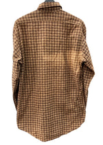 ダブルアールエル RRL 90s 三ツ星タグ SHIRT ステンカラー フロントボタン 胸ポケット ヴィンテージ VINTAGE ラルフローレン RALPH LAUREN コットン モーリシャス製 BROWN 茶色  長袖シャツ チェック ブラウン Sサイズ 104MT-2028