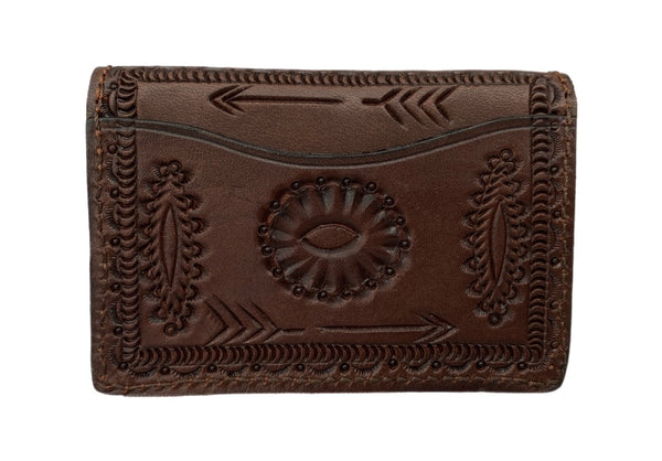 ダブルアールエル RRL TOOLED LEATHER CARD WALLET ツールド レザー カード ウォレット カードケース レザー 茶 財布・ケース クレジットカードケース 総柄 ブラウン 104W-25