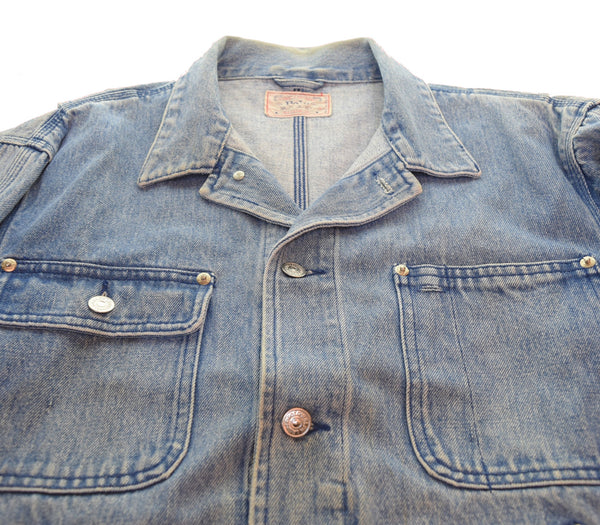ラルフローレン RalphLauren 80s 90s 白タグ デニムトラッカージャケット 4つポケット 80's 90's ジャケット ブルー Lサイズ 103MT-3559