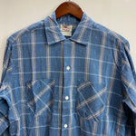 【曜日割引対象外】 ヴィンテージ vintage 50's TOWNCRAFT long-sleeve shirt オープンカラー チェック 長袖シャツ ブルー Mサイズ 201MT-3824 VB