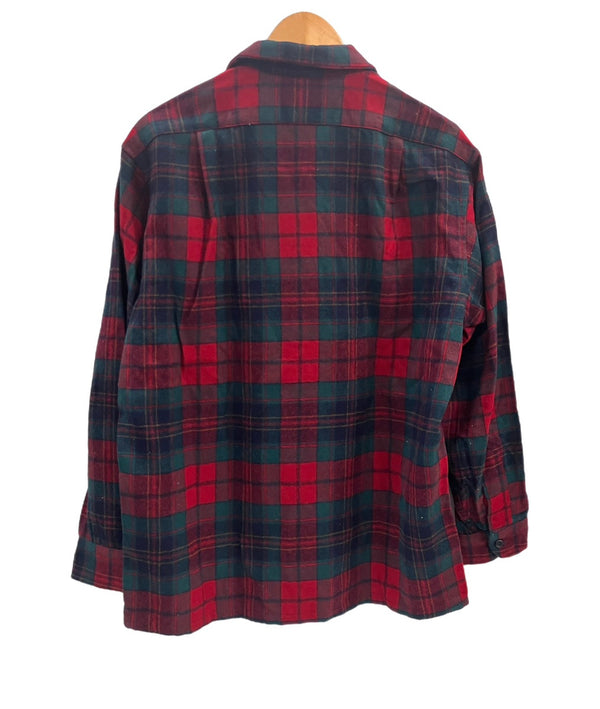 ペンドルトン PENDLETON 70's 70年代 ウール チェックシャツ ボードシャツ  ネルシャツ 開襟 オープンカラー ボックス vintage ヴィンテージ MADE IN USA アメリカ製  長袖シャツ レッド Lサイズ 101MT-5357