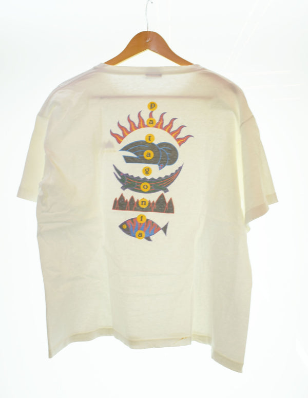 パタゴニア PATAGONIA 90s USA製 黒タグ 生態系 プリント 半袖Tシャツ 白 Tシャツ ホワイト Lサイズ 103MT-1893