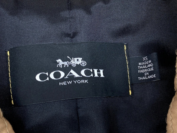 コーチ COACH トレンチコート TRENCHCOAT ライトアウター ダブル ミモレ丈 スリット BROWN 茶色 F33778 コート 無地 ブラウン XSサイズ 104LT-256