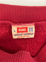 ヴィンテージ vintage 50's～60's 50～60年代 HANES WIND SHIELD ラグラン カレッジ カラーフロッキー プリント 3段 スウェット ワインレッド Lサイズ 101MT-4167