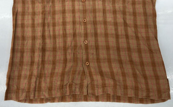 ラルフローレン RalphLauren 90s LINEN S/S OPEN COLLAR SHIRT リネン オープン カラー シャツ 半袖 開襟 茶 HS-RL-YM-0852 半袖シャツ チェック ブラウン Lサイズ 104MT-1505
