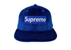 シュプリーム SUPREME 22AW Velour Box Logo New Era ベロア ボックス ロゴ ニューエラ ベースボールキャップ 帽子 青 帽子 メンズ帽子 キャップ 刺繍 ブルー 104H-48