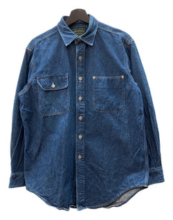 ラルフローレン RalphLauren POLO COUNTRY 90s DENIM WORK SHIRT デニム ワーク シャツ タックボタン ハミルトン社 長袖 インディゴ 青 長袖シャツ 無地 ブルー Mサイズ 104MT-2264