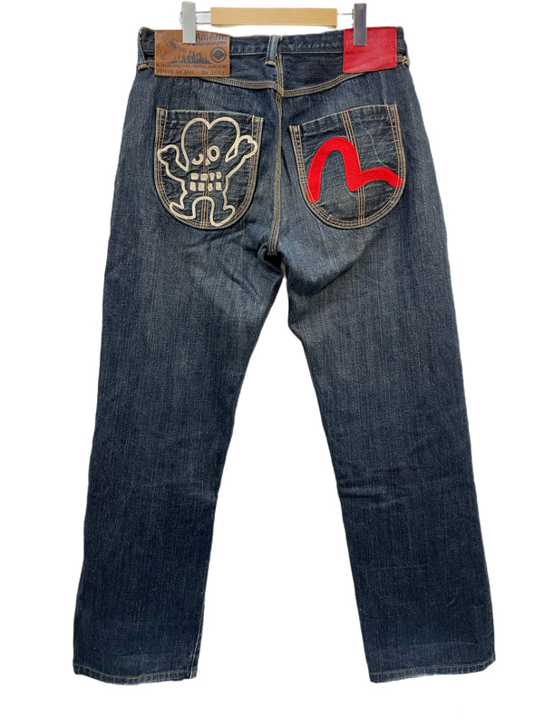 ヤマネ YAMANE カモメ＆ドクチん刺繍 デニム LOT5044 デニム ブルー 34×34 601MB-3