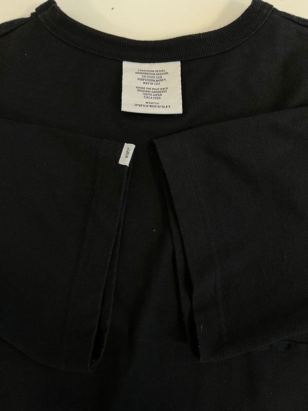 ダブルタップス WTAPS ロゴプリントTシャツ ポケットTシャツ 黒 211ATDT-CSM12 サイズ03 Tシャツ ブラック 101MT-5211