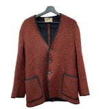 ヴィンテージ vintage 60s~ 60年代 SUN フロントポケット ニット セーター アウター  カーディガン ストライプ レッド 104MT-1906